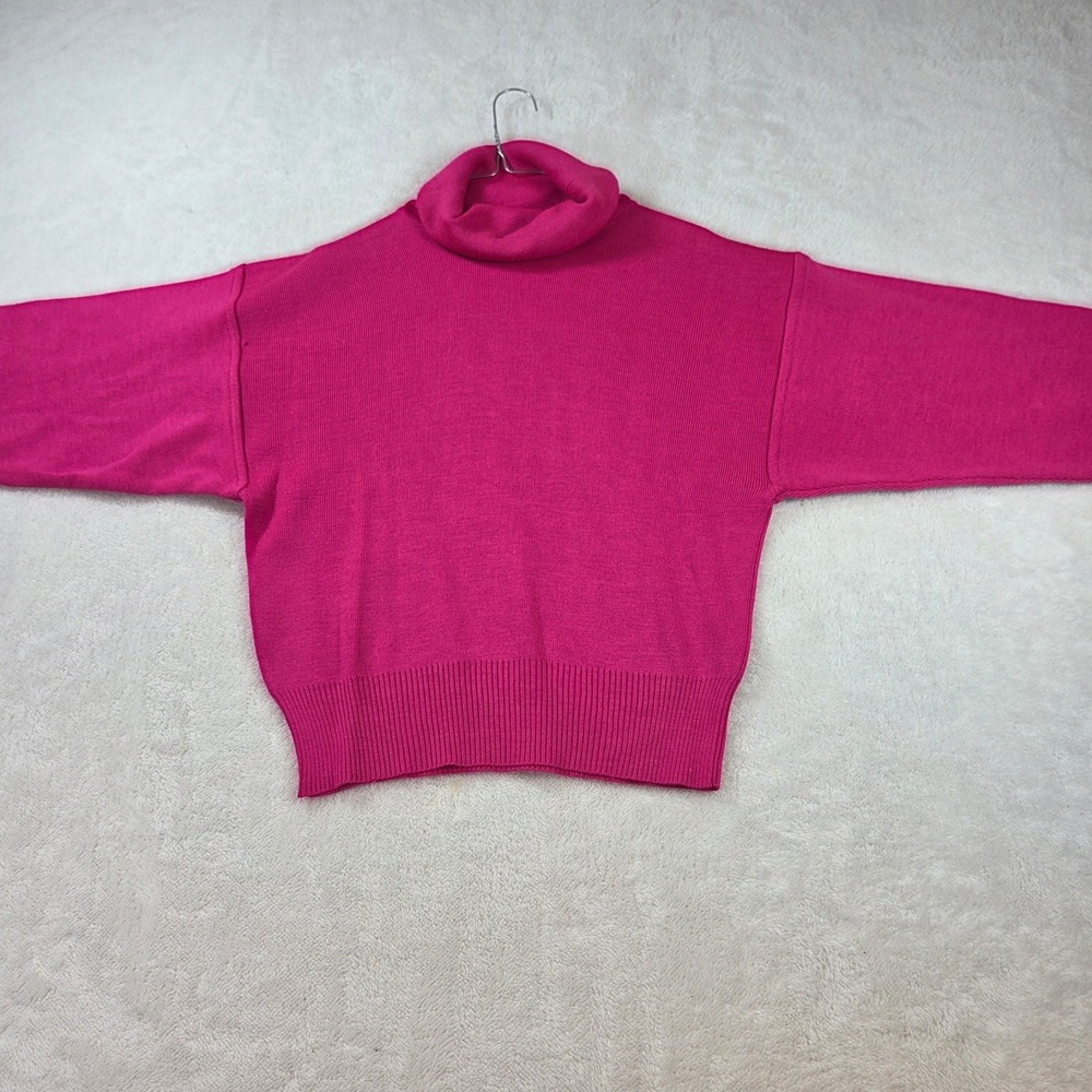 Sport Obermeyer Womens Hot PK Turtleneck Knit Sweater SZ S Drop Shoulder Vintage
